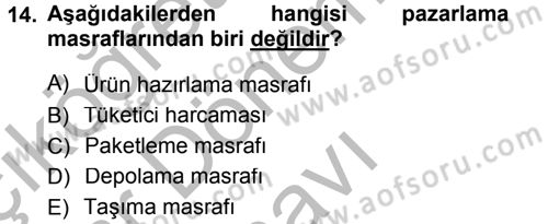 Tarım Ekonomisi Dersi 2012 - 2013 Yılı (Final) Dönem Sonu Sınav Soruları 14. Soru
