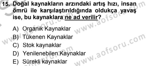 Tarım Ekonomisi Dersi 2012 - 2013 Yılı (Final) Dönem Sonu Sınav Soruları 15. Soru