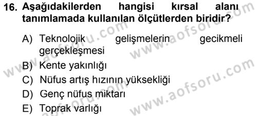 Tarım Ekonomisi Dersi 2012 - 2013 Yılı (Final) Dönem Sonu Sınav Soruları 16. Soru