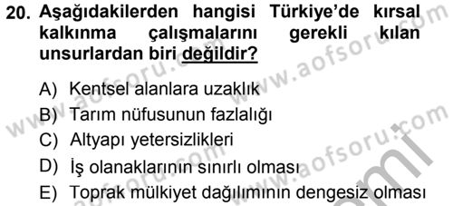 Tarım Ekonomisi Dersi 2012 - 2013 Yılı (Final) Dönem Sonu Sınav Soruları 20. Soru