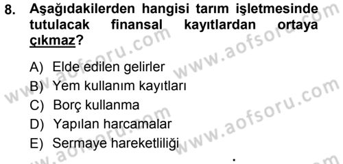 Tarım Ekonomisi Dersi 2012 - 2013 Yılı (Final) Dönem Sonu Sınav Soruları 8. Soru