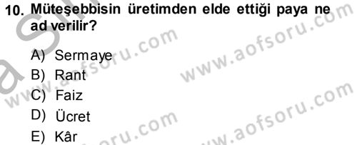 Tarım Ekonomisi Dersi 2013 - 2014 Yılı (Vize) Ara Sınav Soruları 10. Soru