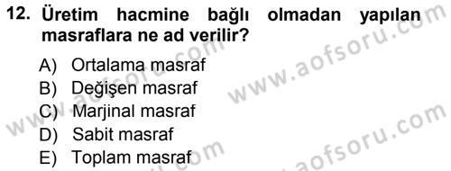 Tarım Ekonomisi Dersi 2013 - 2014 Yılı (Vize) Ara Sınav Soruları 12. Soru