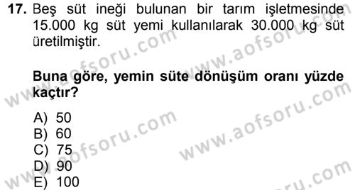 Tarım Ekonomisi Dersi 2013 - 2014 Yılı (Vize) Ara Sınav Soruları 17. Soru
