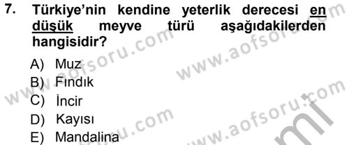 Tarım Ekonomisi Dersi 2013 - 2014 Yılı (Vize) Ara Sınav Soruları 7. Soru
