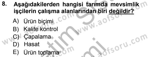 Tarım Ekonomisi Dersi 2013 - 2014 Yılı (Vize) Ara Sınav Soruları 8. Soru