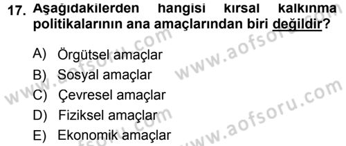 Tarım Ekonomisi Dersi 2013 - 2014 Yılı (Final) Dönem Sonu Sınav Soruları 17. Soru