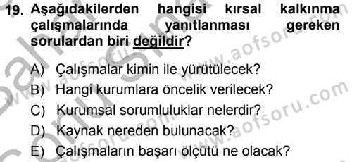 Tarım Ekonomisi Dersi 2013 - 2014 Yılı (Final) Dönem Sonu Sınav Soruları 19. Soru