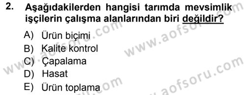 Tarım Ekonomisi Dersi 2013 - 2014 Yılı (Final) Dönem Sonu Sınav Soruları 2. Soru