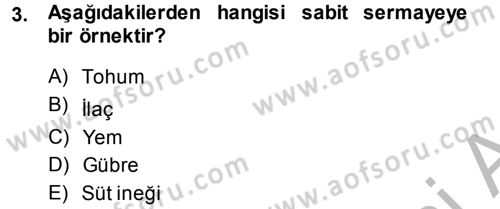 Tarım Ekonomisi Dersi 2013 - 2014 Yılı (Final) Dönem Sonu Sınav Soruları 3. Soru