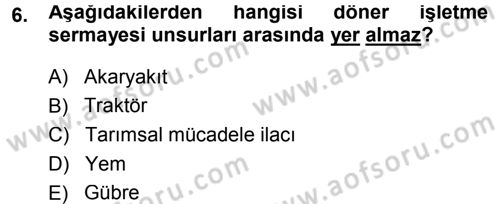 Tarım Ekonomisi Dersi 2013 - 2014 Yılı (Final) Dönem Sonu Sınav Soruları 6. Soru