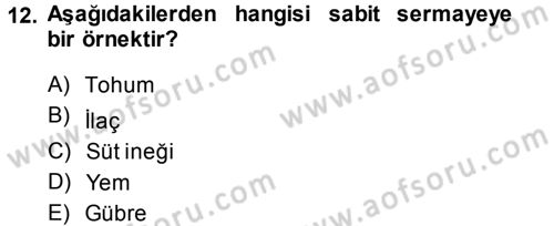 Tarım Ekonomisi Dersi 2014 - 2015 Yılı (Vize) Ara Sınav Soruları 12. Soru
