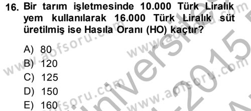 Tarım Ekonomisi Dersi 2014 - 2015 Yılı (Vize) Ara Sınav Soruları 16. Soru