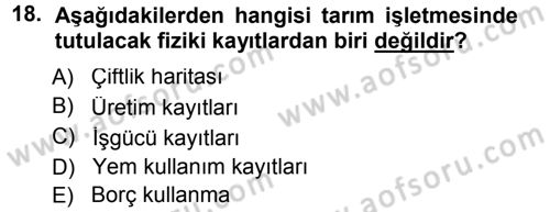 Tarım Ekonomisi Dersi 2014 - 2015 Yılı (Vize) Ara Sınav Soruları 18. Soru
