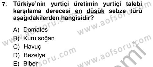 Tarım Ekonomisi Dersi 2014 - 2015 Yılı (Vize) Ara Sınav Soruları 7. Soru