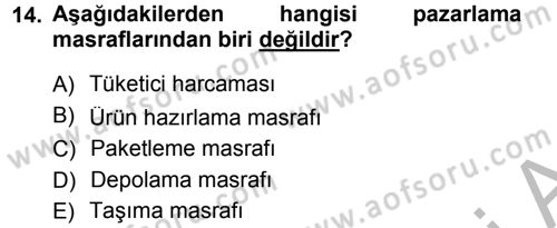 Tarım Ekonomisi Dersi 2014 - 2015 Yılı (Final) Dönem Sonu Sınav Soruları 14. Soru