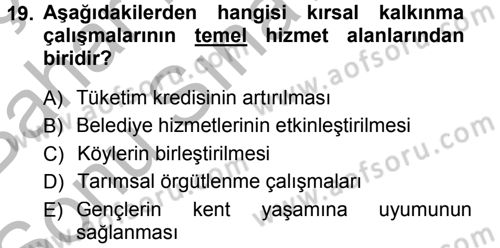 Tarım Ekonomisi Dersi 2014 - 2015 Yılı (Final) Dönem Sonu Sınav Soruları 19. Soru