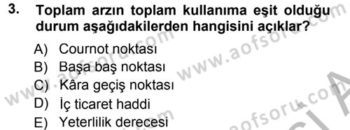 Tarım Ekonomisi Dersi 2014 - 2015 Yılı (Final) Dönem Sonu Sınav Soruları 3. Soru