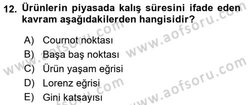 Tarım Ekonomisi Dersi 2015 - 2016 Yılı (Final) Dönem Sonu Sınav Soruları 12. Soru