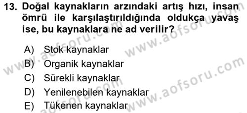 Tarım Ekonomisi Dersi 2015 - 2016 Yılı (Final) Dönem Sonu Sınav Soruları 13. Soru