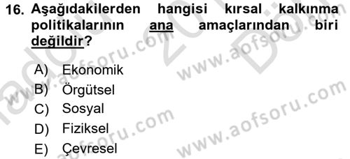 Tarım Ekonomisi Dersi 2015 - 2016 Yılı (Final) Dönem Sonu Sınav Soruları 16. Soru
