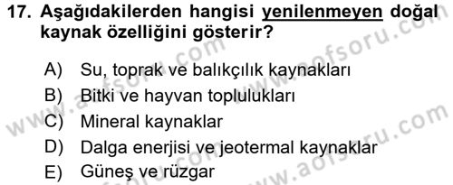 Tarım Ekonomisi Dersi 2015 - 2016 Yılı (Final) Dönem Sonu Sınav Soruları 17. Soru