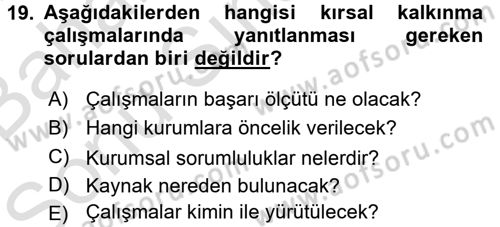 Tarım Ekonomisi Dersi 2015 - 2016 Yılı (Final) Dönem Sonu Sınav Soruları 19. Soru