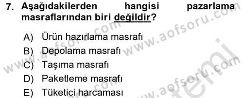 Tarım Ekonomisi Dersi 2015 - 2016 Yılı (Final) Dönem Sonu Sınav Soruları 7. Soru