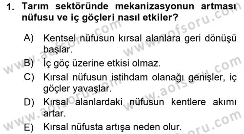 Tarım Ekonomisi Dersi 2016 - 2017 Yılı (Vize) Ara Sınav Soruları 1. Soru