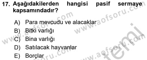 Tarım Ekonomisi Dersi 2016 - 2017 Yılı (Vize) Ara Sınav Soruları 17. Soru