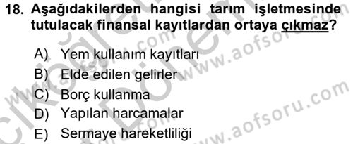 Tarım Ekonomisi Dersi 2016 - 2017 Yılı (Vize) Ara Sınav Soruları 18. Soru