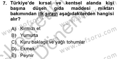 Tarım Ekonomisi Dersi 2016 - 2017 Yılı (Vize) Ara Sınav Soruları 7. Soru