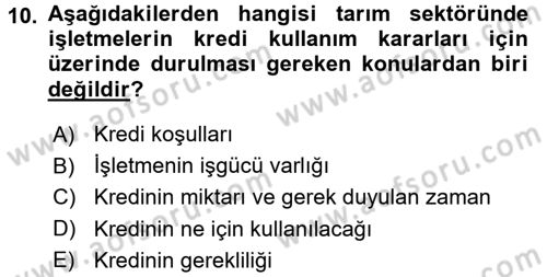 Tarım Ekonomisi Dersi 2016 - 2017 Yılı (Final) Dönem Sonu Sınav Soruları 10. Soru