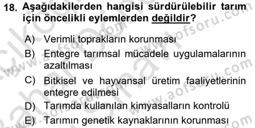 Tarım Ekonomisi Dersi 2016 - 2017 Yılı (Final) Dönem Sonu Sınav Soruları 18. Soru