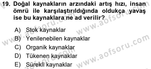 Tarım Ekonomisi Dersi 2016 - 2017 Yılı (Final) Dönem Sonu Sınav Soruları 19. Soru