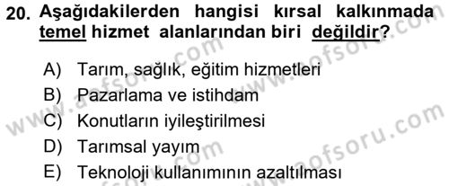 Tarım Ekonomisi Dersi 2016 - 2017 Yılı (Final) Dönem Sonu Sınav Soruları 20. Soru