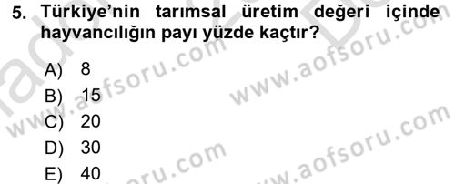 Tarım Ekonomisi Dersi 2016 - 2017 Yılı (Final) Dönem Sonu Sınav Soruları 5. Soru