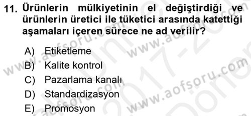 Tarım Ekonomisi Dersi 2017 - 2018 Yılı (Final) Dönem Sonu Sınav Soruları 11. Soru