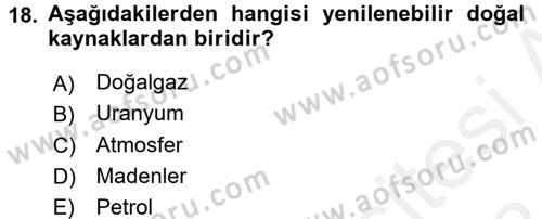 Tarım Ekonomisi Dersi 2017 - 2018 Yılı (Final) Dönem Sonu Sınav Soruları 18. Soru