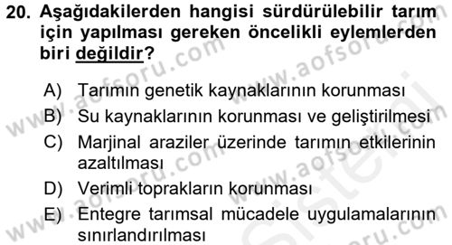 Tarım Ekonomisi Dersi 2017 - 2018 Yılı (Final) Dönem Sonu Sınav Soruları 20. Soru