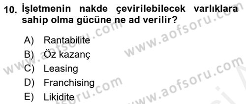 Tarım Ekonomisi Dersi 2018 - 2019 Yılı (Final) Dönem Sonu Sınav Soruları 10. Soru