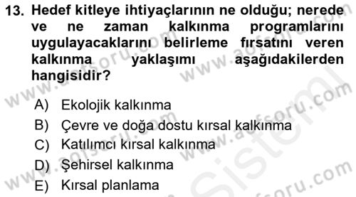 Tarım Ekonomisi Dersi 2018 - 2019 Yılı (Final) Dönem Sonu Sınav Soruları 13. Soru