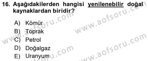 Tarım Ekonomisi Dersi 2018 - 2019 Yılı (Final) Dönem Sonu Sınav Soruları 16. Soru