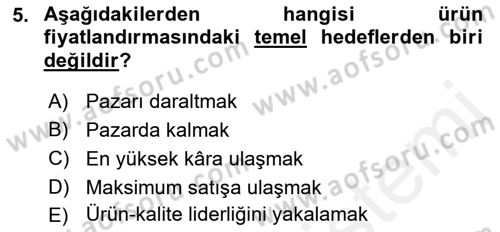 Tarım Ekonomisi Dersi 2018 - 2019 Yılı (Final) Dönem Sonu Sınav Soruları 5. Soru