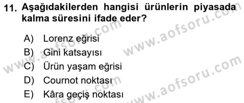 Tarım Ekonomisi Dersi 2018 - 2019 Yılı Yaz Okulu Sınav Soruları 11. Soru