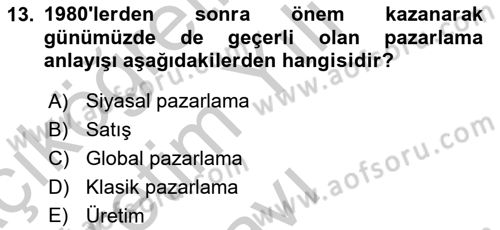 Tarım Ekonomisi Dersi 2018 - 2019 Yılı Yaz Okulu Sınav Soruları 13. Soru