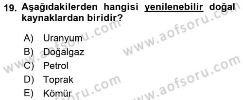 Tarım Ekonomisi Dersi 2018 - 2019 Yılı Yaz Okulu Sınav Soruları 19. Soru