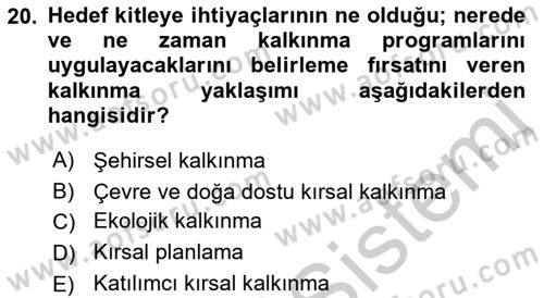 Tarım Ekonomisi Dersi 2018 - 2019 Yılı Yaz Okulu Sınav Soruları 20. Soru