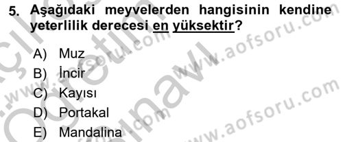 Tarım Ekonomisi Dersi 2018 - 2019 Yılı Yaz Okulu Sınav Soruları 5. Soru