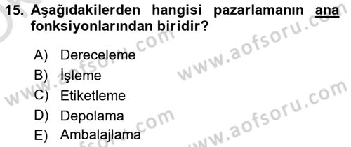 Tarım Ekonomisi Dersi 2020 - 2021 Yılı Yaz Okulu Sınav Soruları 15. Soru